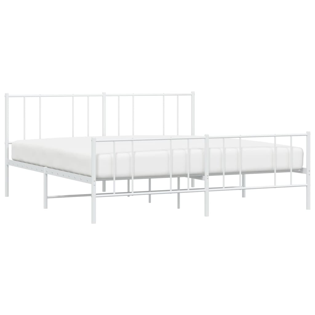 vidaXL Estrutura de cama com cabeceira e pés 193x203 cm metal branco