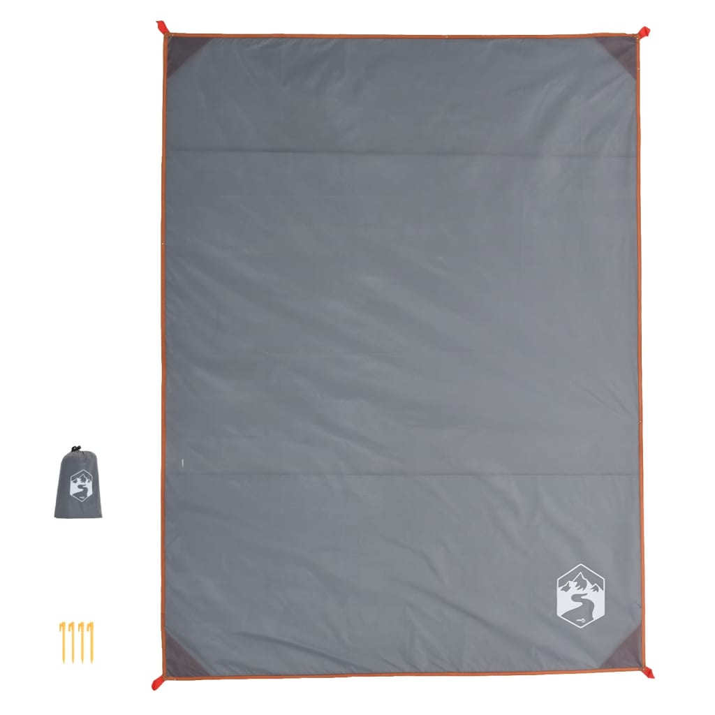 vidaXL Toalha de piquenique com estacas 205x155 cm cinzento e laranja