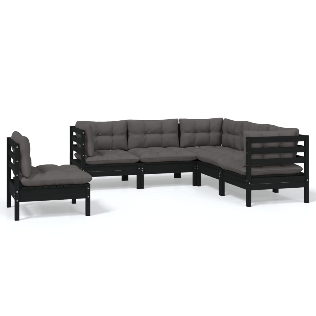 vidaXL 5 pcs conjunto lounge de jardim c/ almofadões pinho maciço