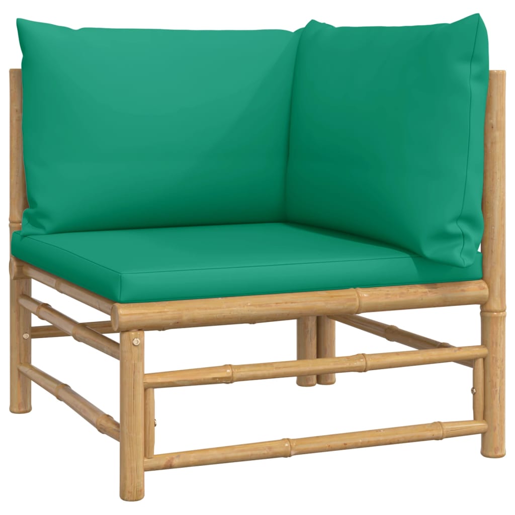 vidaXL 12 pcs conjunto lounge de jardim bambu c/ almofadões verdes