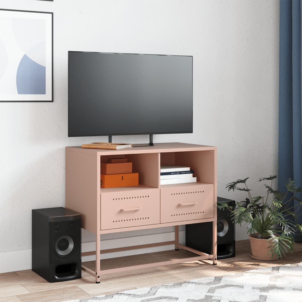 vidaXL Móvel de TV 68x39x60,5 cm aço rosa