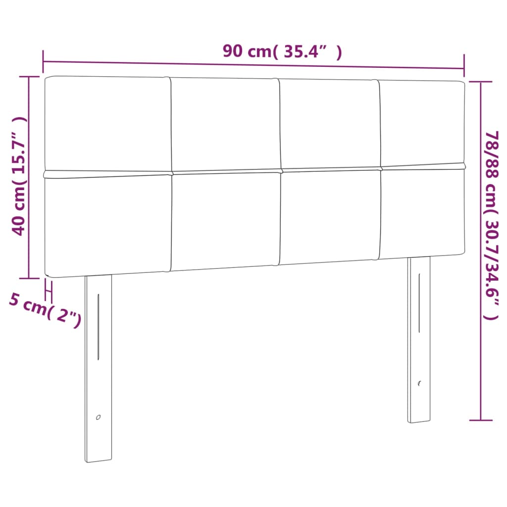 vidaXL Cabeceira de cama c/ luzes LED tecido 90x5x78/88 cm azul