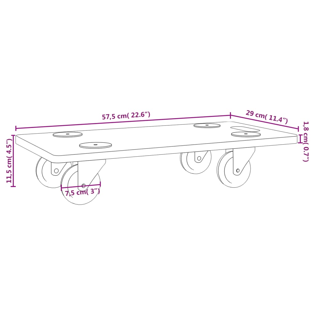 vidaXL Carrinhos de transporte 6 pcs retangular derivados de madeira