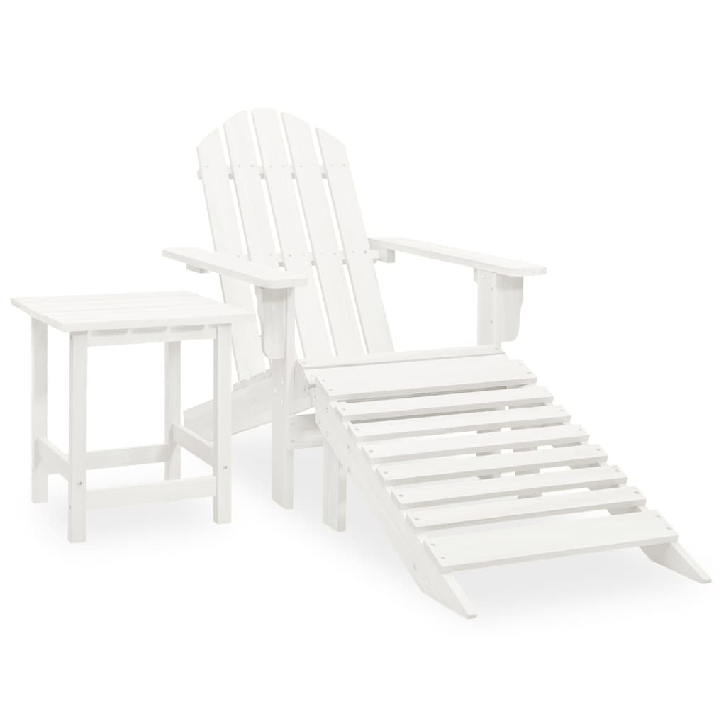 vidaXL Cadeira de jardim Adirondack c/ otomano e mesa abeto branco