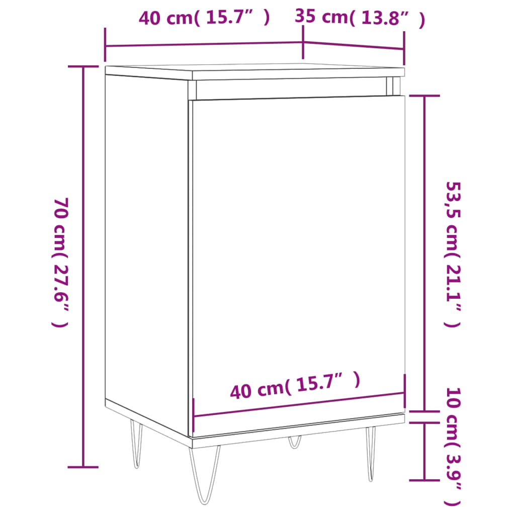 vidaXL Aparadores 2 pcs 40x35x70 cm derivados de madeira cinza cimento