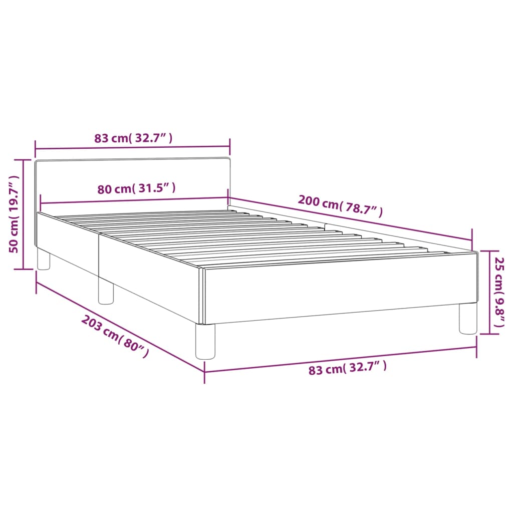 vidaXL Estrutura de cama c/ cabeceira tecido 80x200 cm castanho-escuro