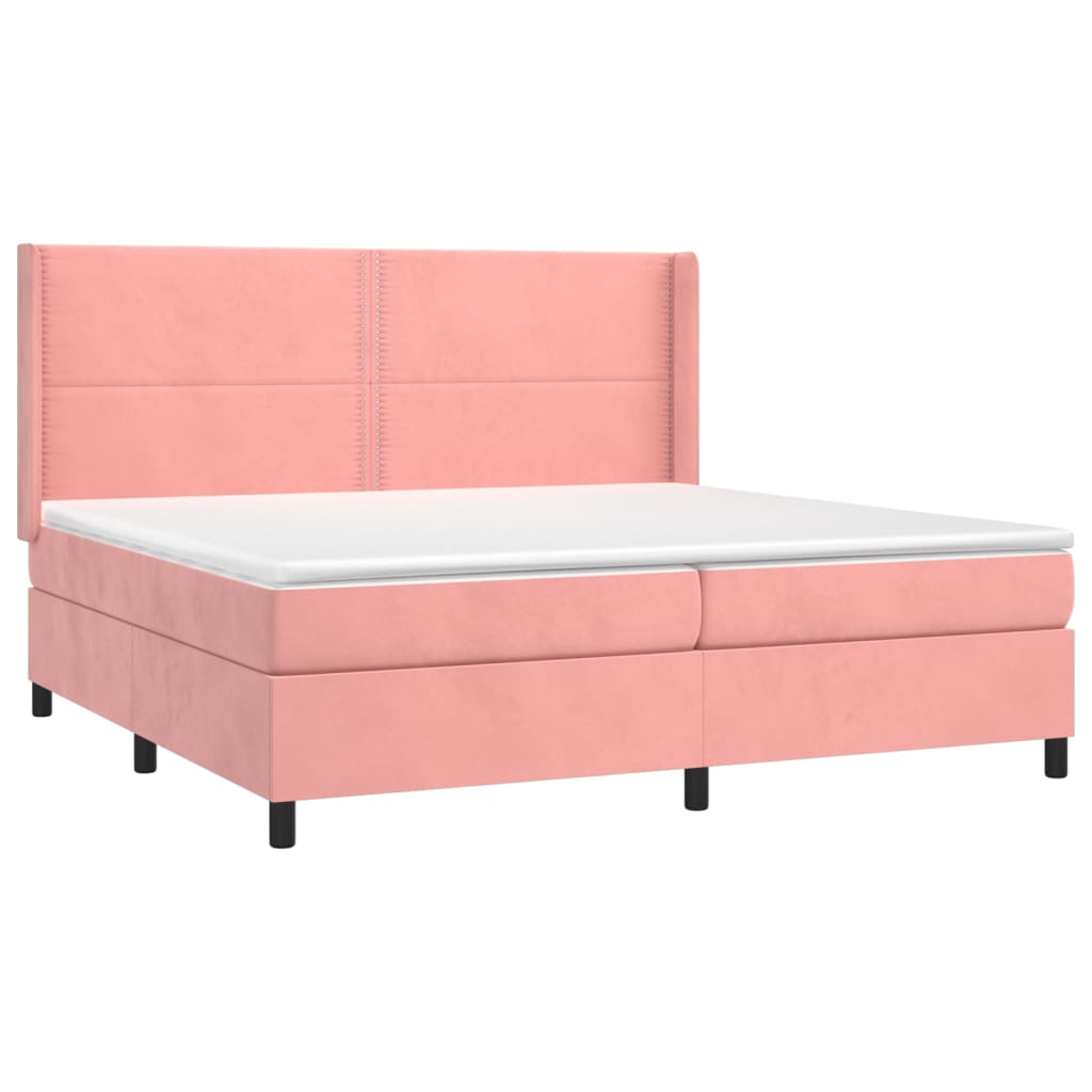 vidaXL Cama com molas/colchão 200x200 cm veludo rosa