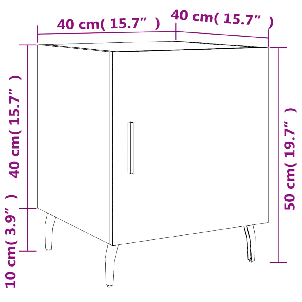 vidaXL Mesa cabeceira 40x40x50 cm derivados de madeira cinzento sonoma