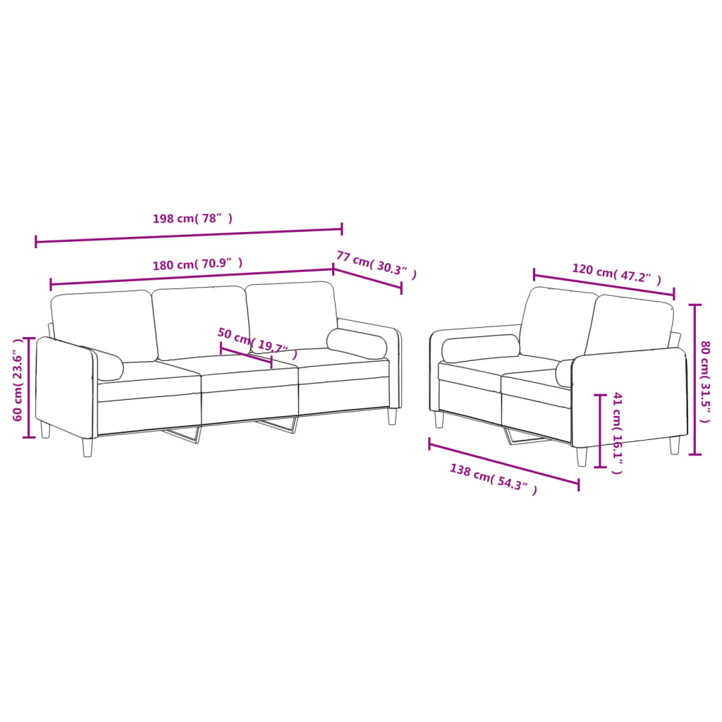 vidaXL 2 pcs conjunto de sofás com almofadas veludo cinzento-claro