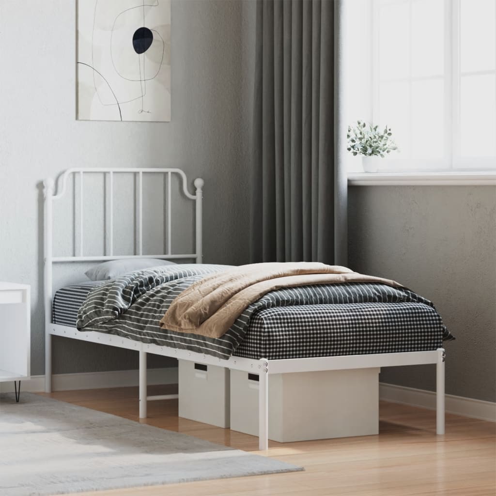 vidaXL Estrutura de cama com cabeceira 80x200 cm metal branco