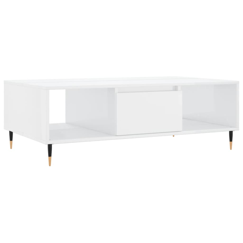 vidaXL Mesa de centro 104x60x35 cm derivados madeira branco brilhante