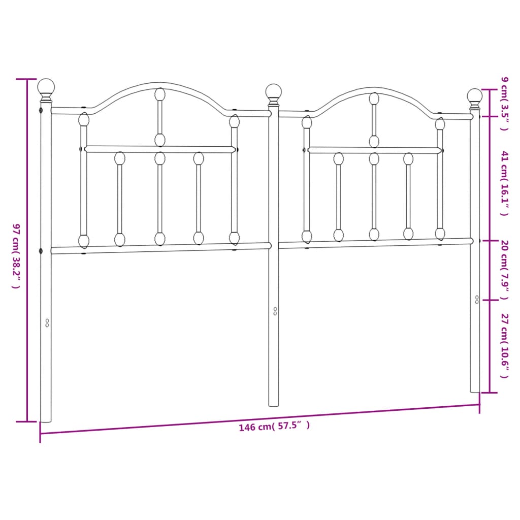 vidaXL Cabeceira de cama 140 cm metal branco