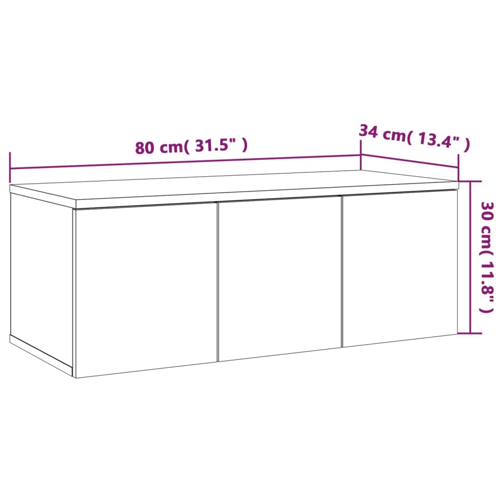 vidaXL Móvel de TV 80x34x30 cm derivados de madeira cinzento sonoma