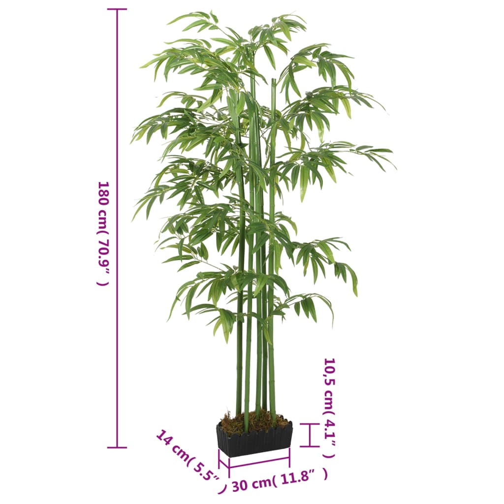 vidaXL Árvore de bambu artificial 864 folhas 180 cm verde