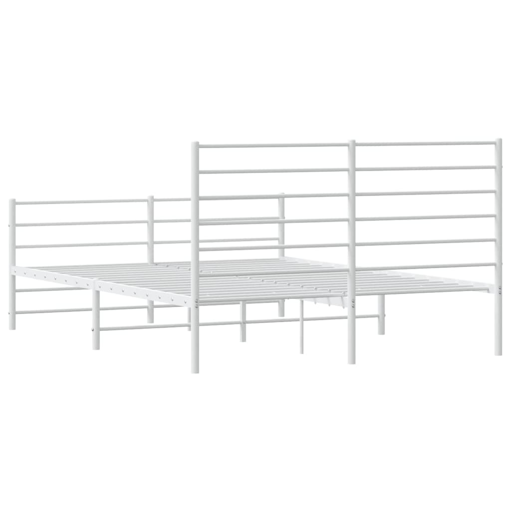 vidaXL Estrutura de cama com cabeceira e pés 120x190 cm metal branco