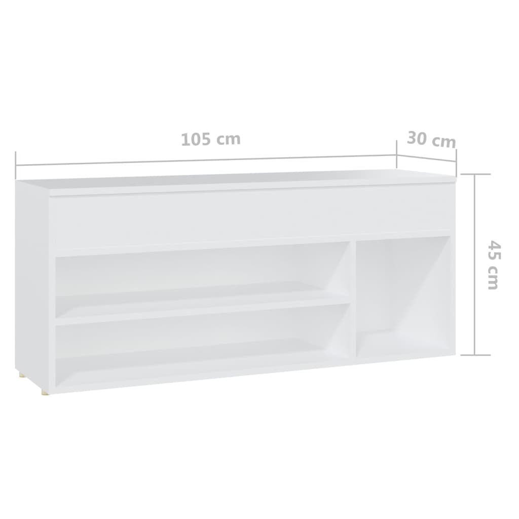 vidaXL Banco sapateira 105x30x45 cm derivados de madeira branco