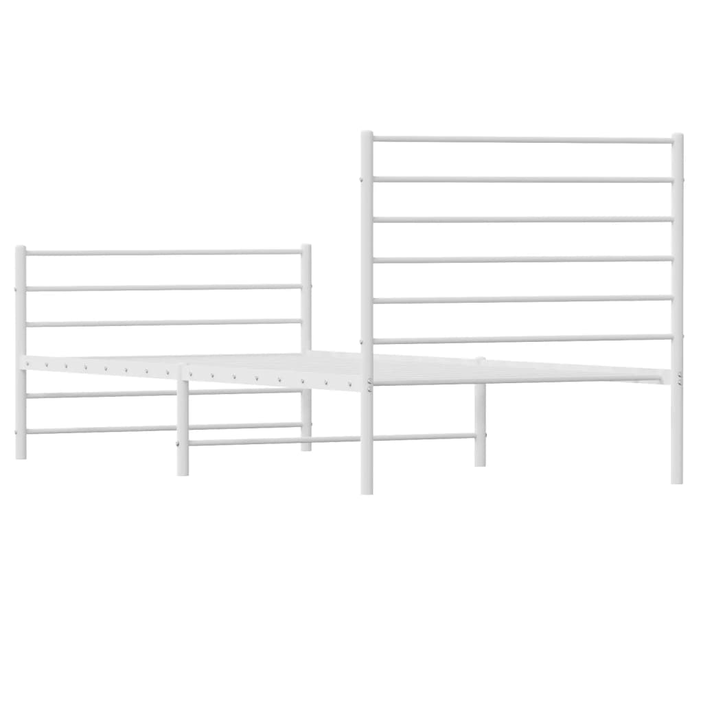 vidaXL Estrutura de cama com cabeceira e pés 90x200 cm metal branco