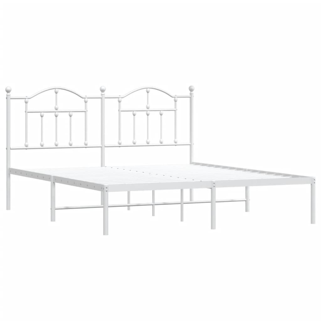 vidaXL Estrutura de cama com cabeceira 160x200 cm metal branco