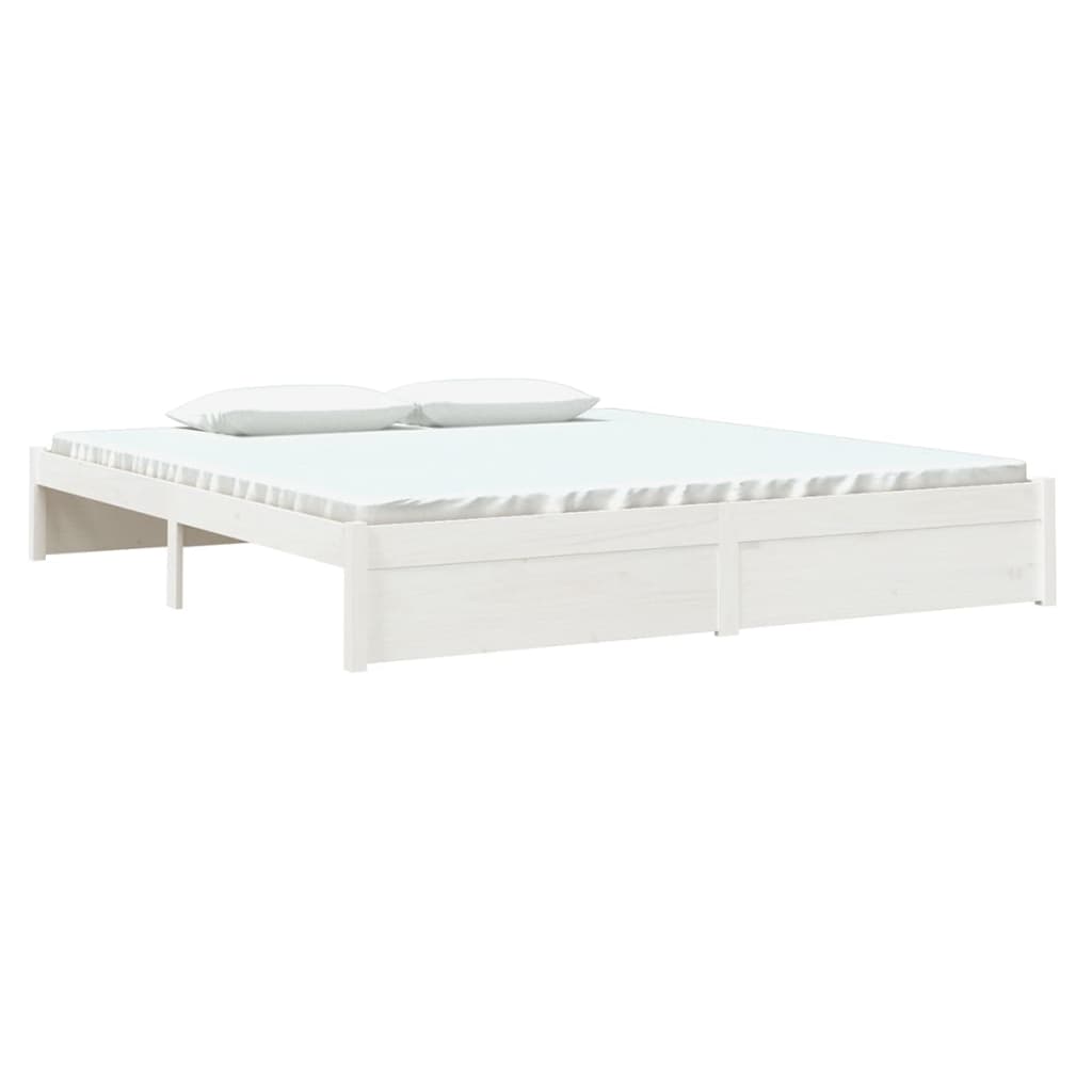 vidaXL Estrutura de cama super king pinho maciço 180x200 cm branco