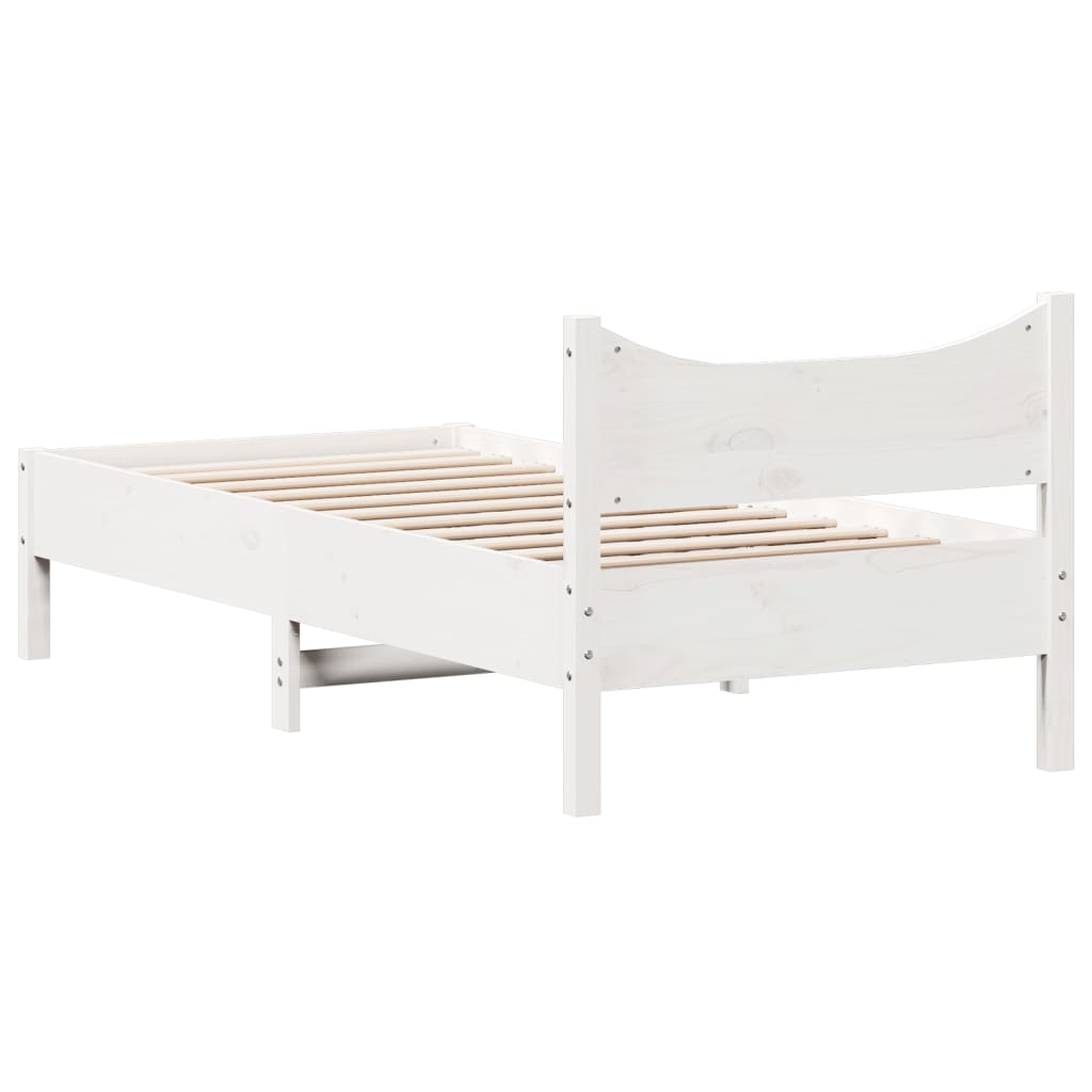 vidaXL Cama sem colchão 75x190 cm madeira de pinho maciça branco