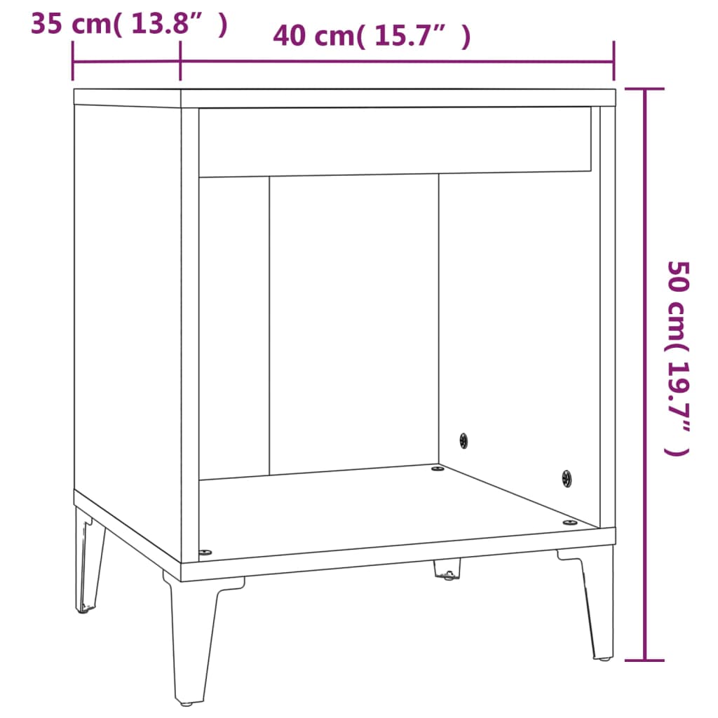 vidaXL Mesas de cabeceira 2 pcs 40x35x50 cm branco