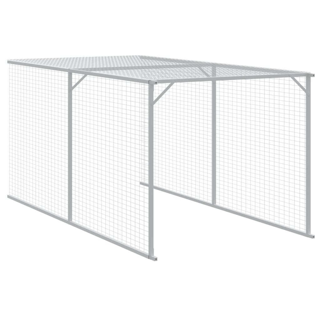 vidaXL Galinheiro com anexo 117x1221x123cm aço galvanizado cinza-claro