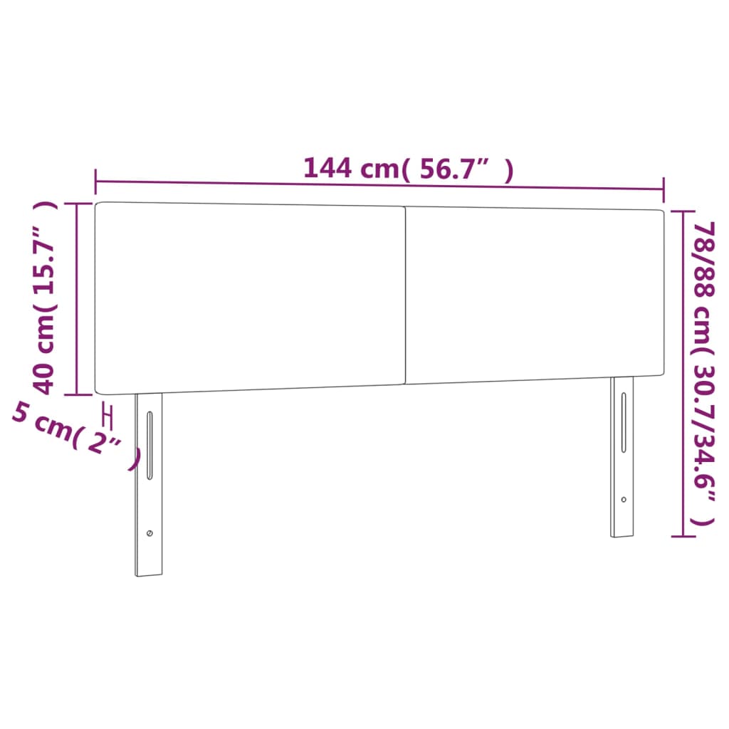 vidaXL Cabeceira de cama 2 pcs veludo 72x5x78/88 cm cinzento-claro