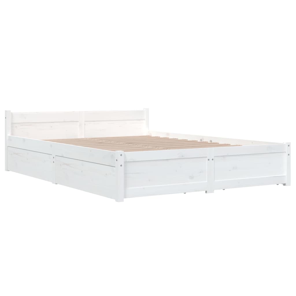 vidaXL Estrutura de cama com gavetas 150x200cm tamanho King branco