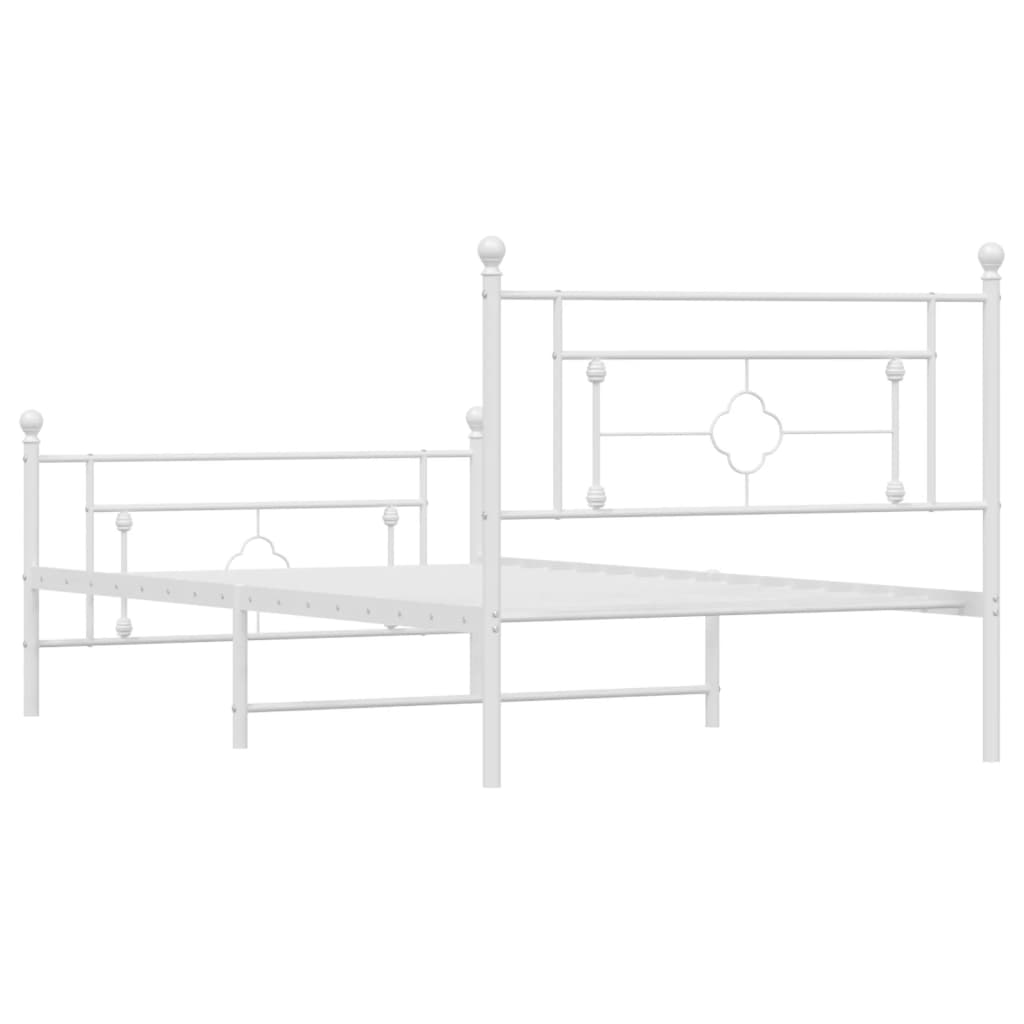 vidaXL Estrutura de cama com cabeceira e pés 107x203 cm metal branco