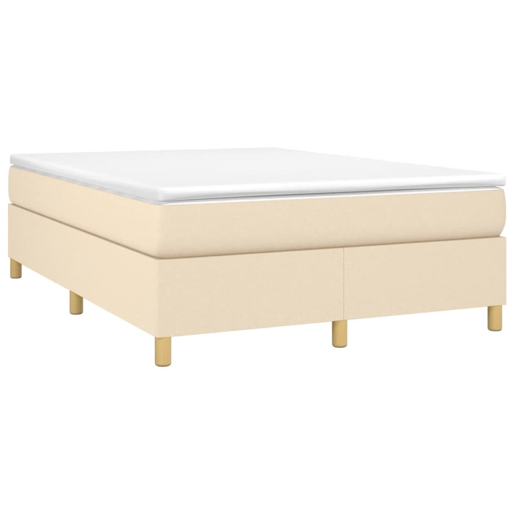 vidaXL Cama com molas/colchão 140x190 cm tecido cor creme