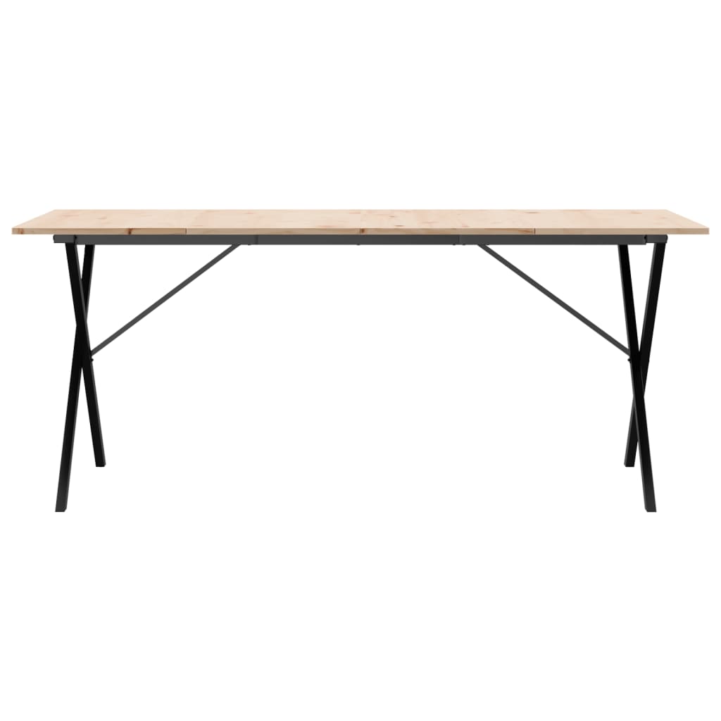 vidaXL Mesa de jantar estrutura em X 180x90x75cm pinho e ferro fundido