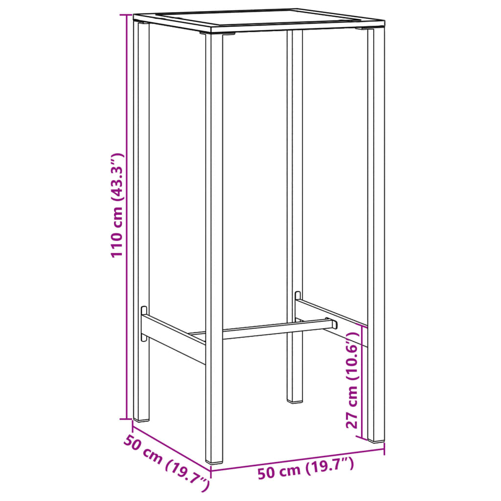 vidaXL Conjunto de bar para jardim 3 pcs aço revestido a pó preto