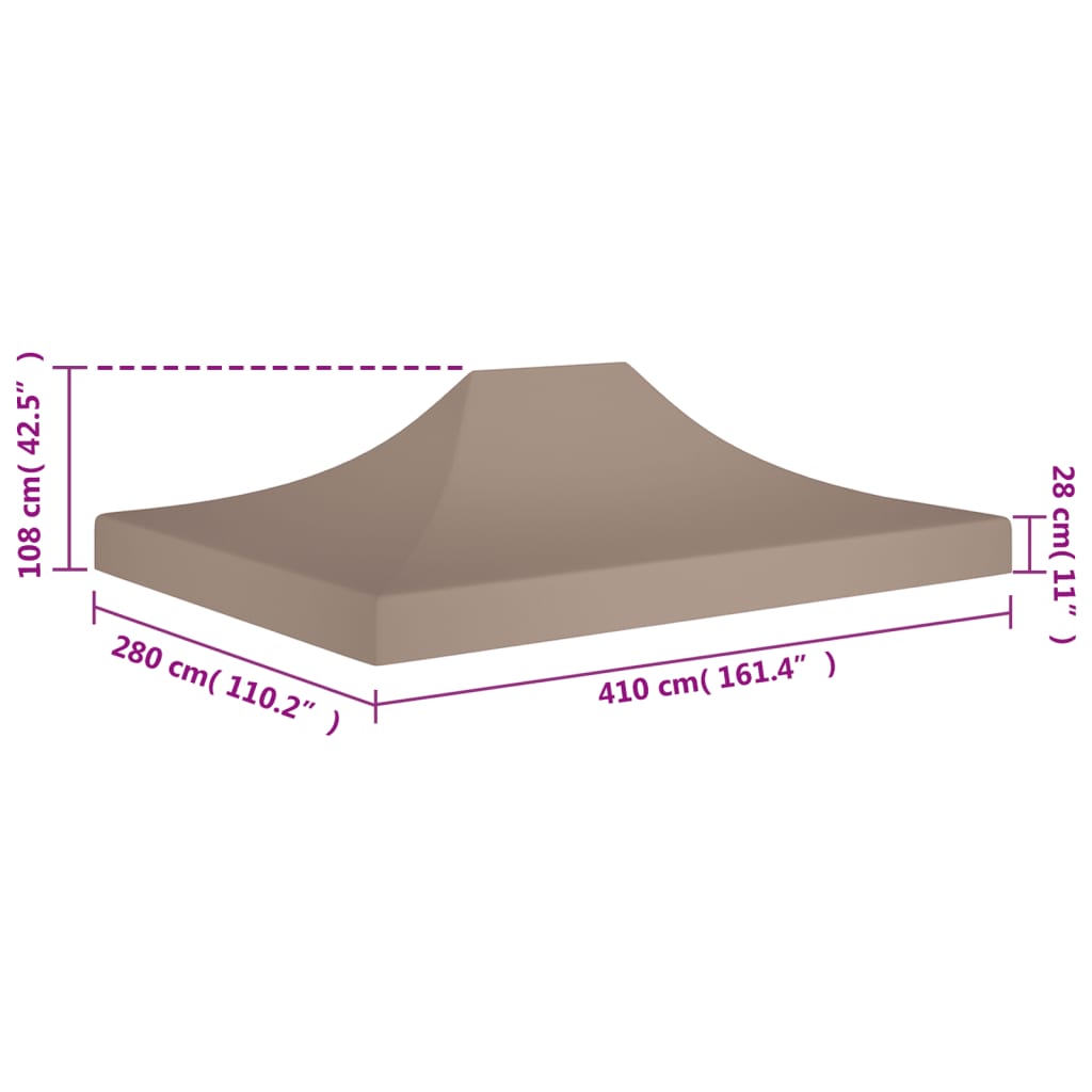 vidaXL Teto para tenda de festas 4x3 m 270 g/m² cinzento-acastanhado