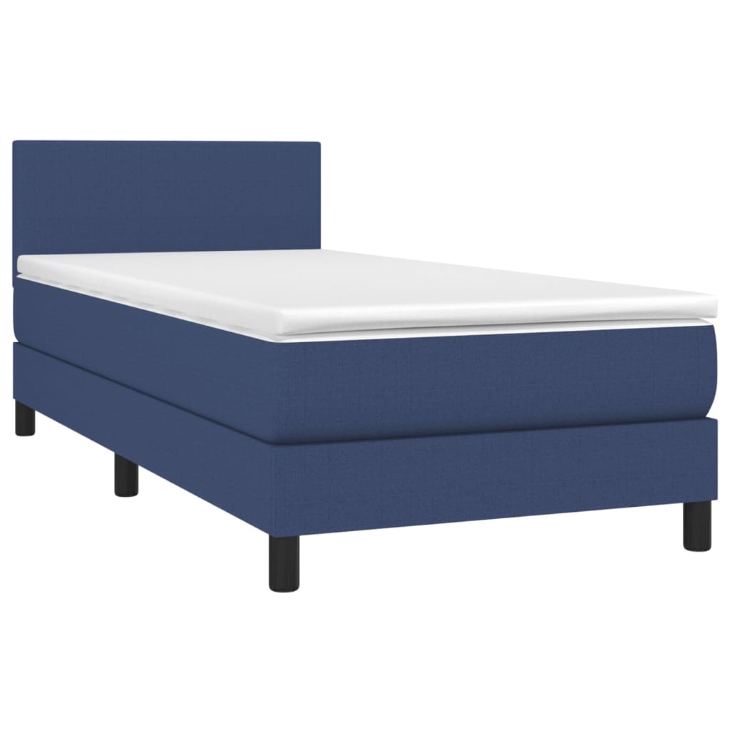 vidaXL Cama box spring c/ colchão e LED 100x200 cm tecido azul