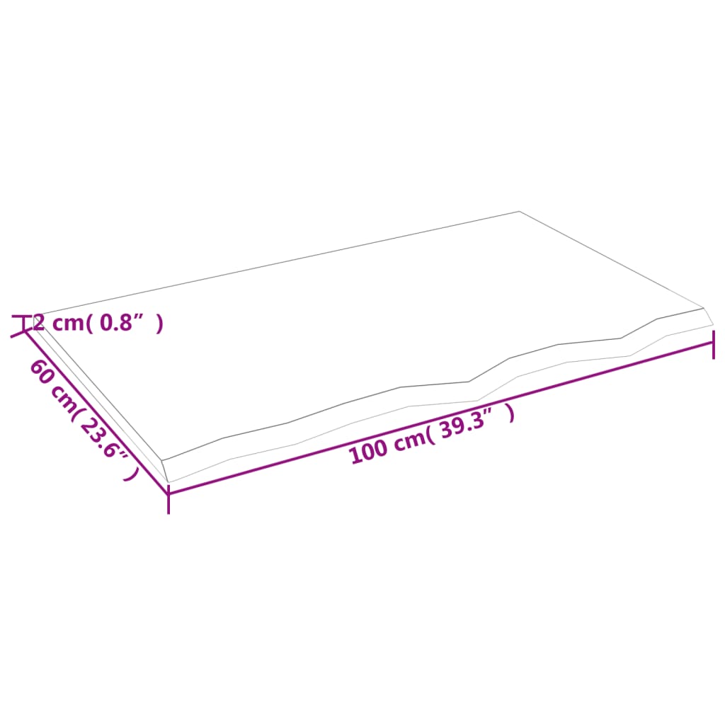 vidaXL Tampo de mesa 100x60x2 cm carvalho tratado castanho-claro