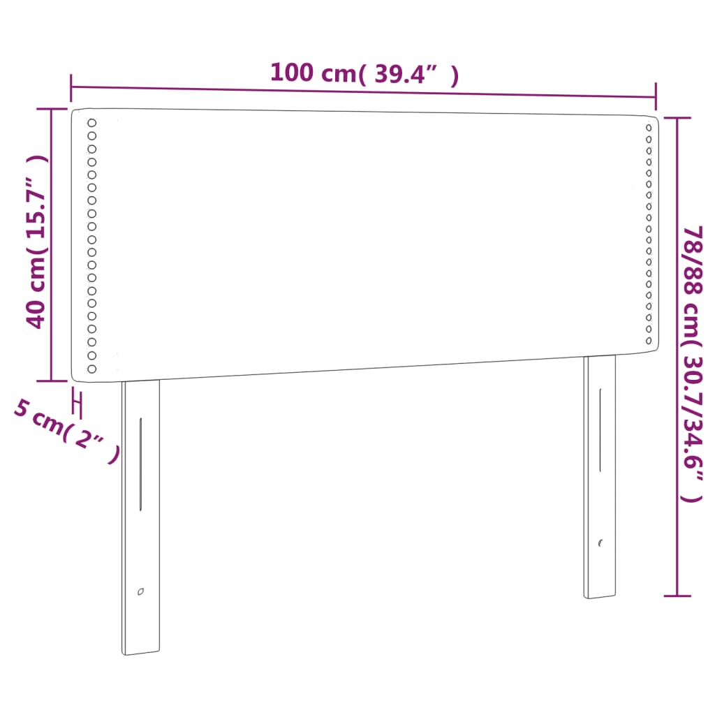 vidaXL Cabeceira cama c/ LED couro artificial 100x5x78/88cm cappuccino