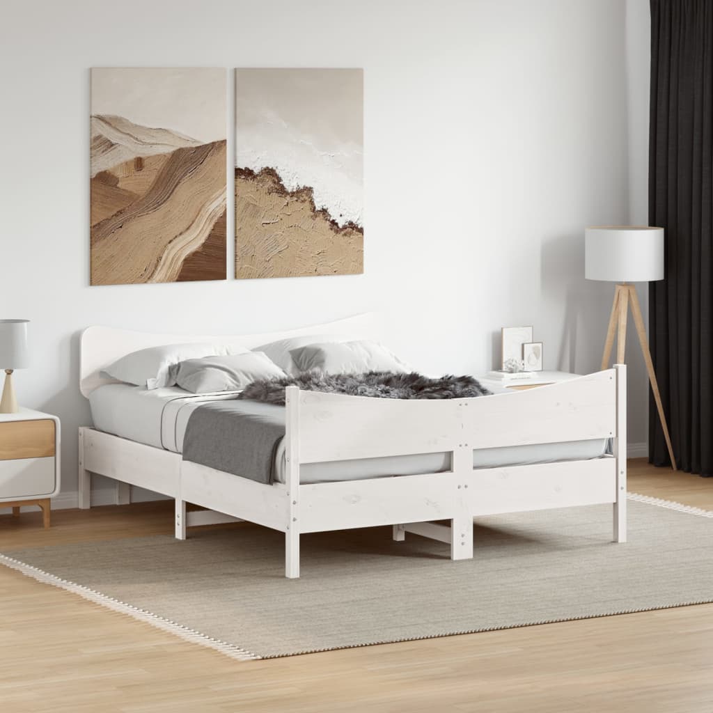 vidaXL Cama sem colchão 160x200 cm madeira de pinho maciça branco