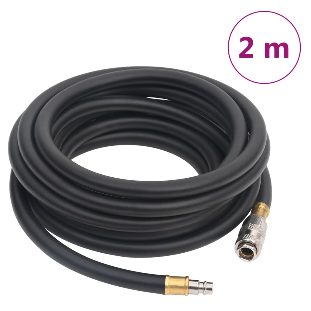 vidaXL Mangueira de ar híbrida 0,6" 2 m borracha e PVC preto