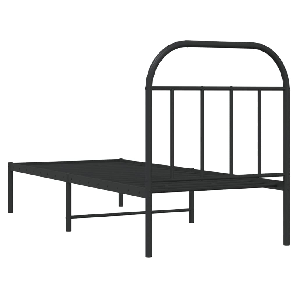 vidaXL Estrutura de cama metal s/ colchão c/ cabeceira 75x190 cm preto