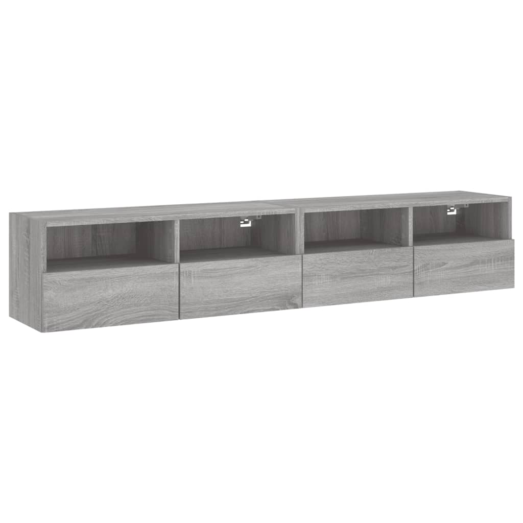 vidaXL Móveis parede p/ TV 2pcs 80x30x30cm deriv. madeira cinza sonoma