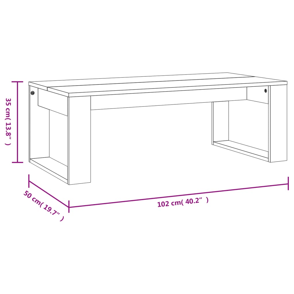 vidaXL Mesa de centro 102x50x35 cm derivados madeira branco brilhante