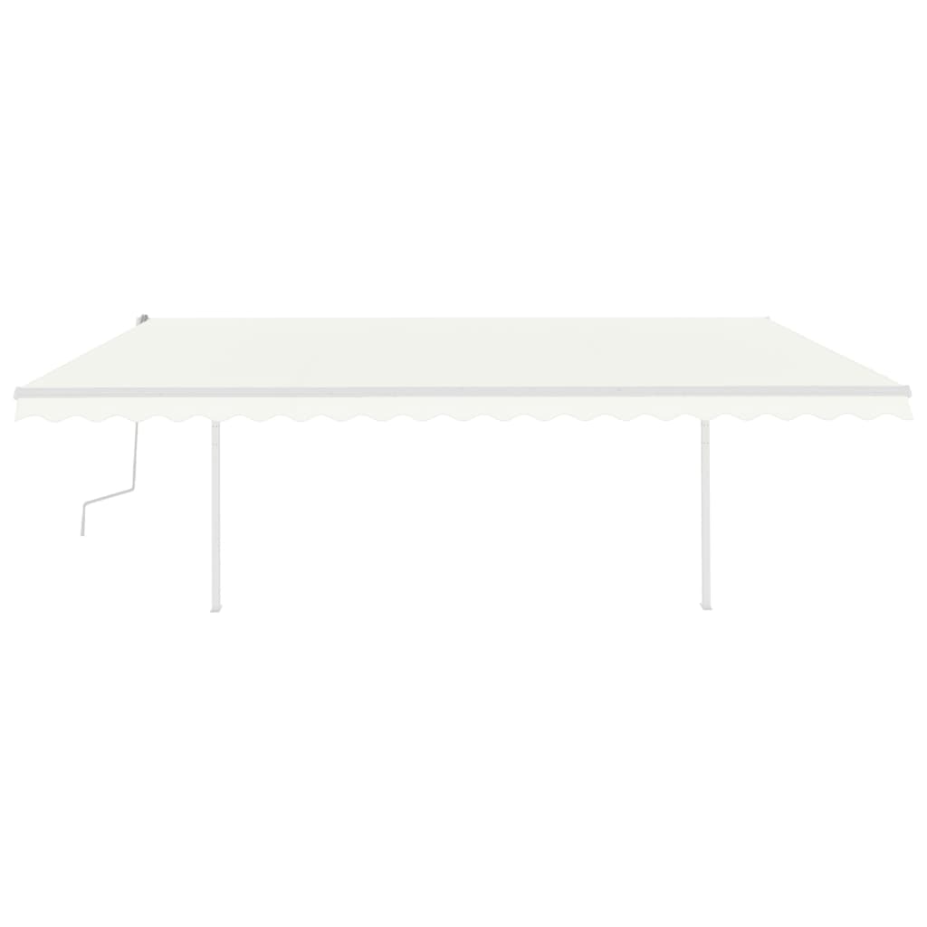 vidaXL Toldo retrátil manual com postes 5x3 m cor creme