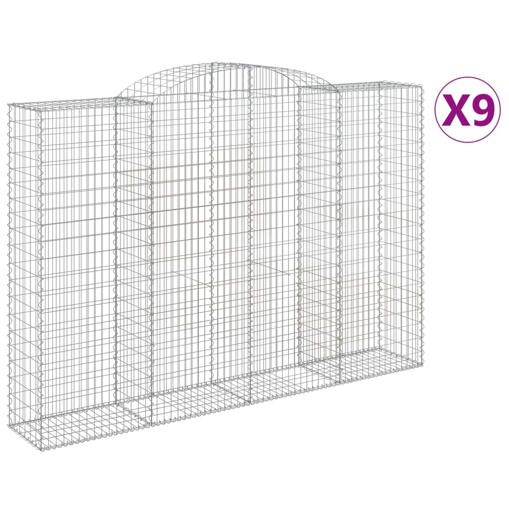 vidaXL Cestos gabião arqueados 9pcs 300x50x200/220cm ferro galvanizado