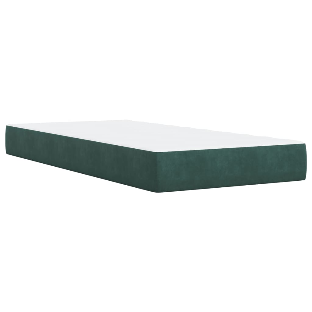 vidaXL Cama com molas/colchão 90x190 cm veludo verde-escuro