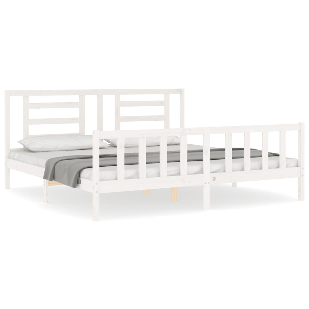 vidaXL Estrutura cama Super King Size c/ cabeceira madeira branco