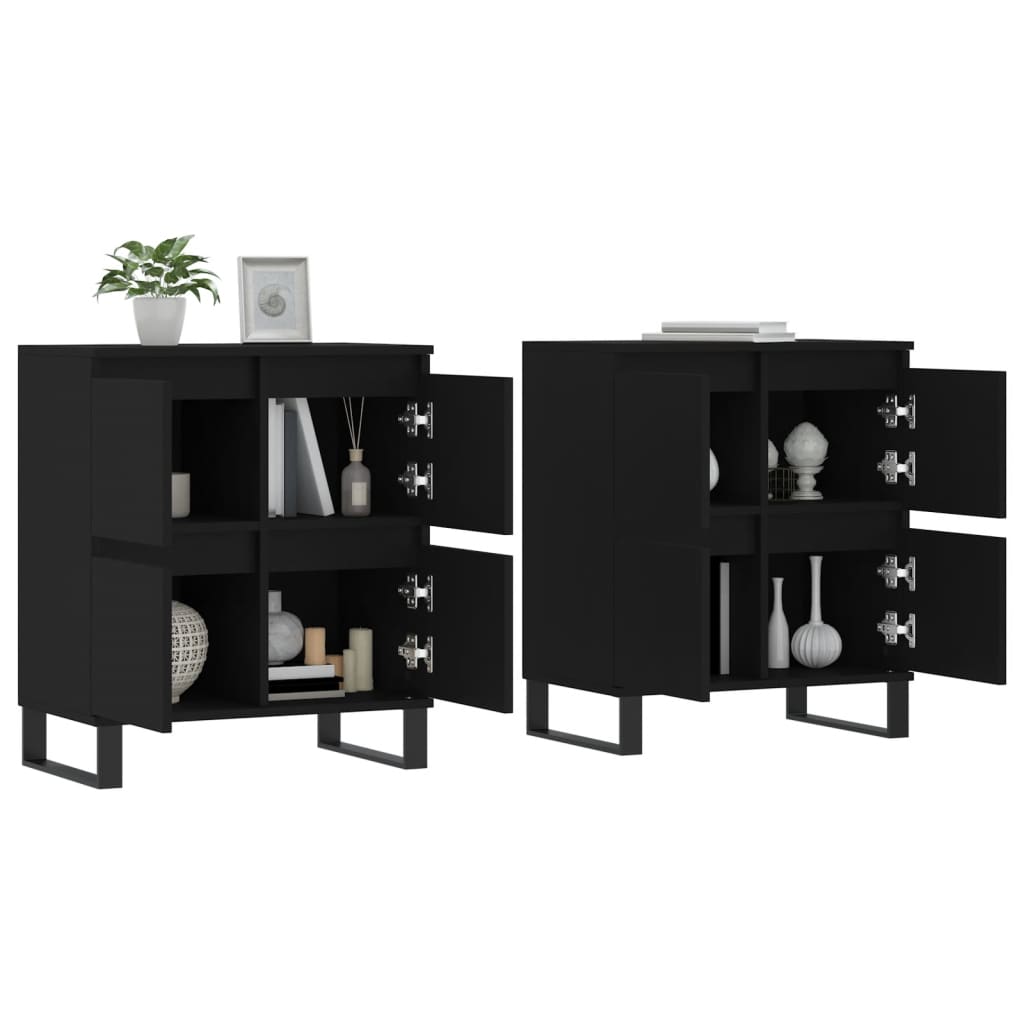 vidaXL Aparadores 2 pcs derivados de madeira preto