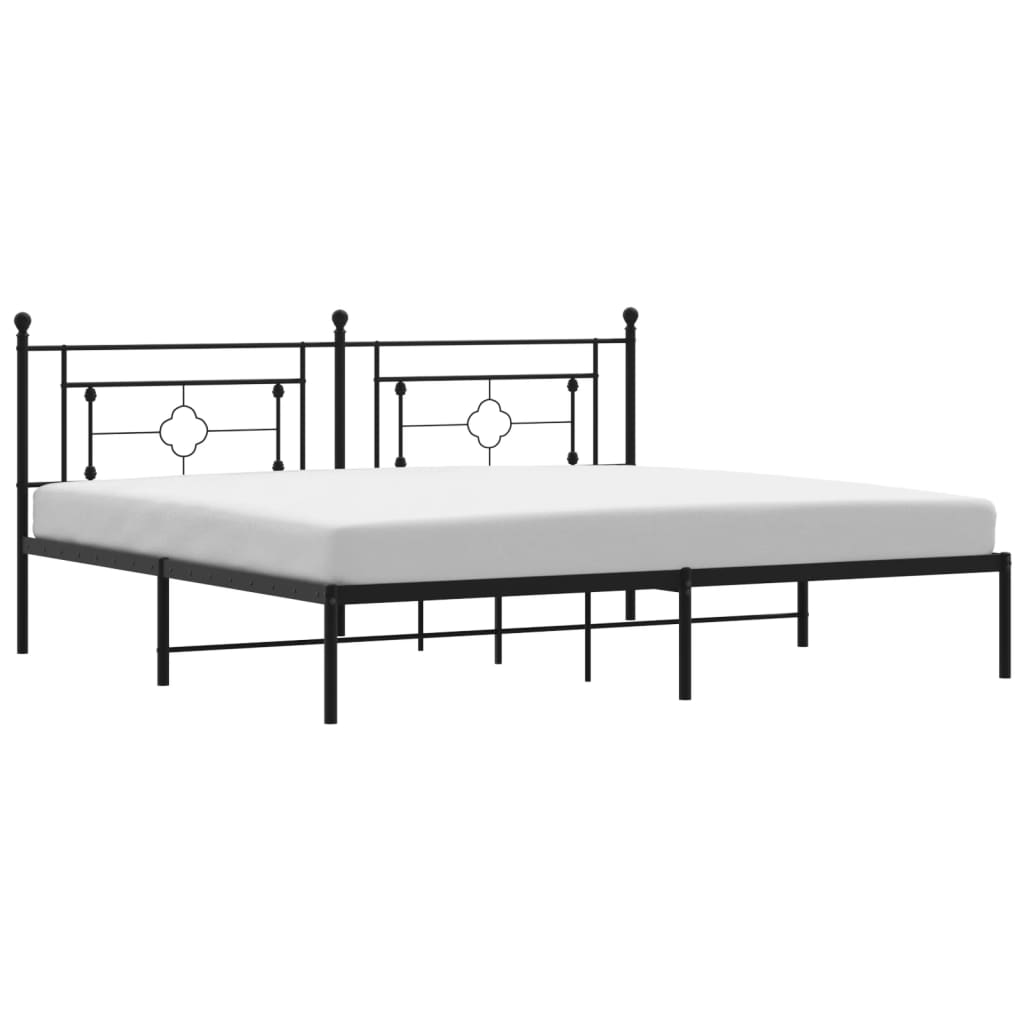 vidaXL Estrutura de cama com cabeceira 193x203 cm metal preto