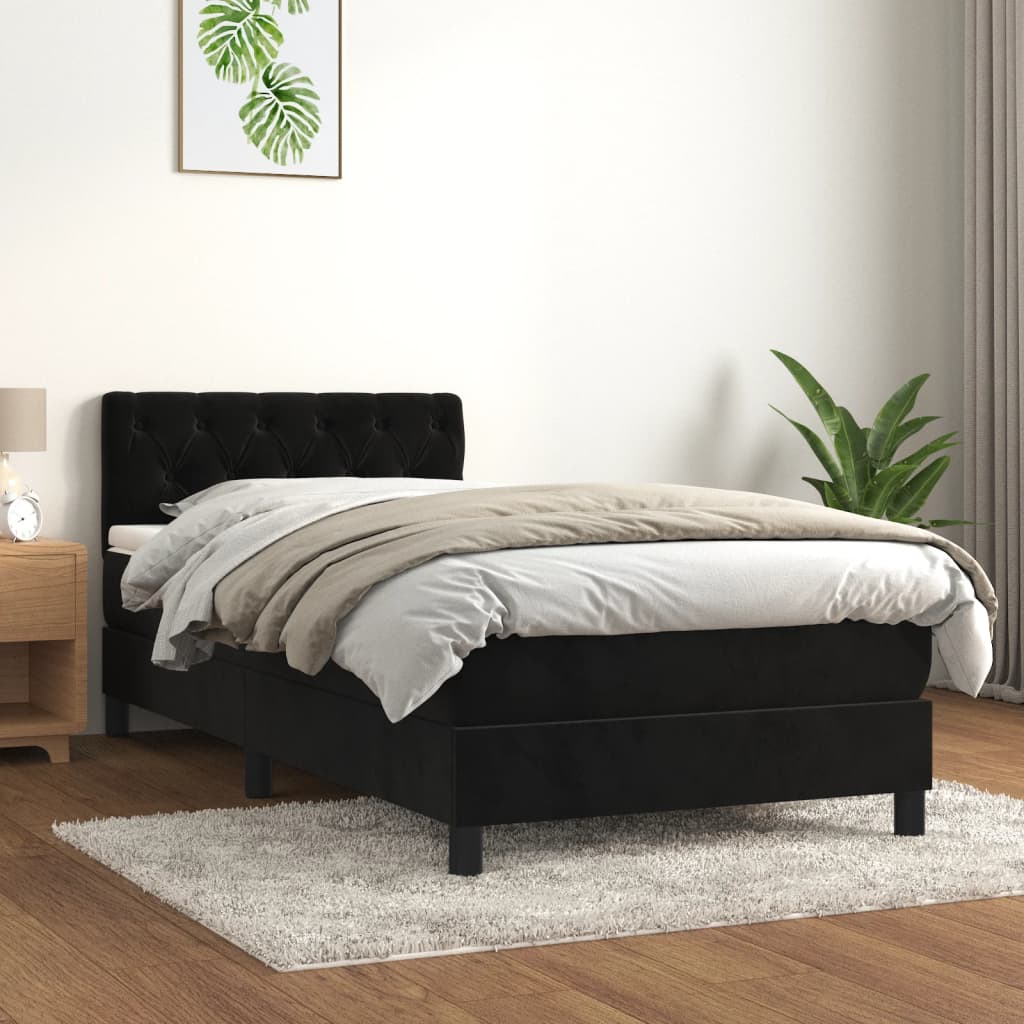 vidaXL Cama com molas/colchão 80x200 cm veludo preto