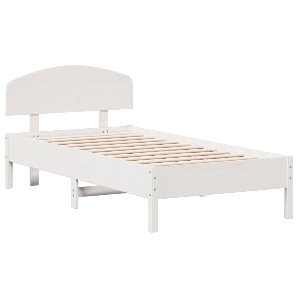 vidaXL Cama sem colchão 75x190 cm madeira de pinho maciça branco