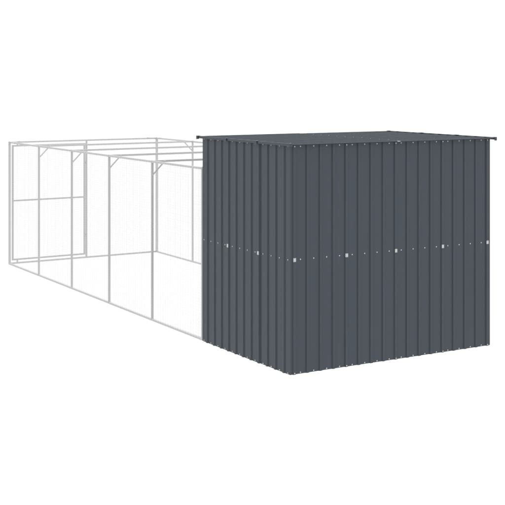 vidaXL Casota p/ cães c/ parque 214x661x181 cm aço galvaniz. antracite